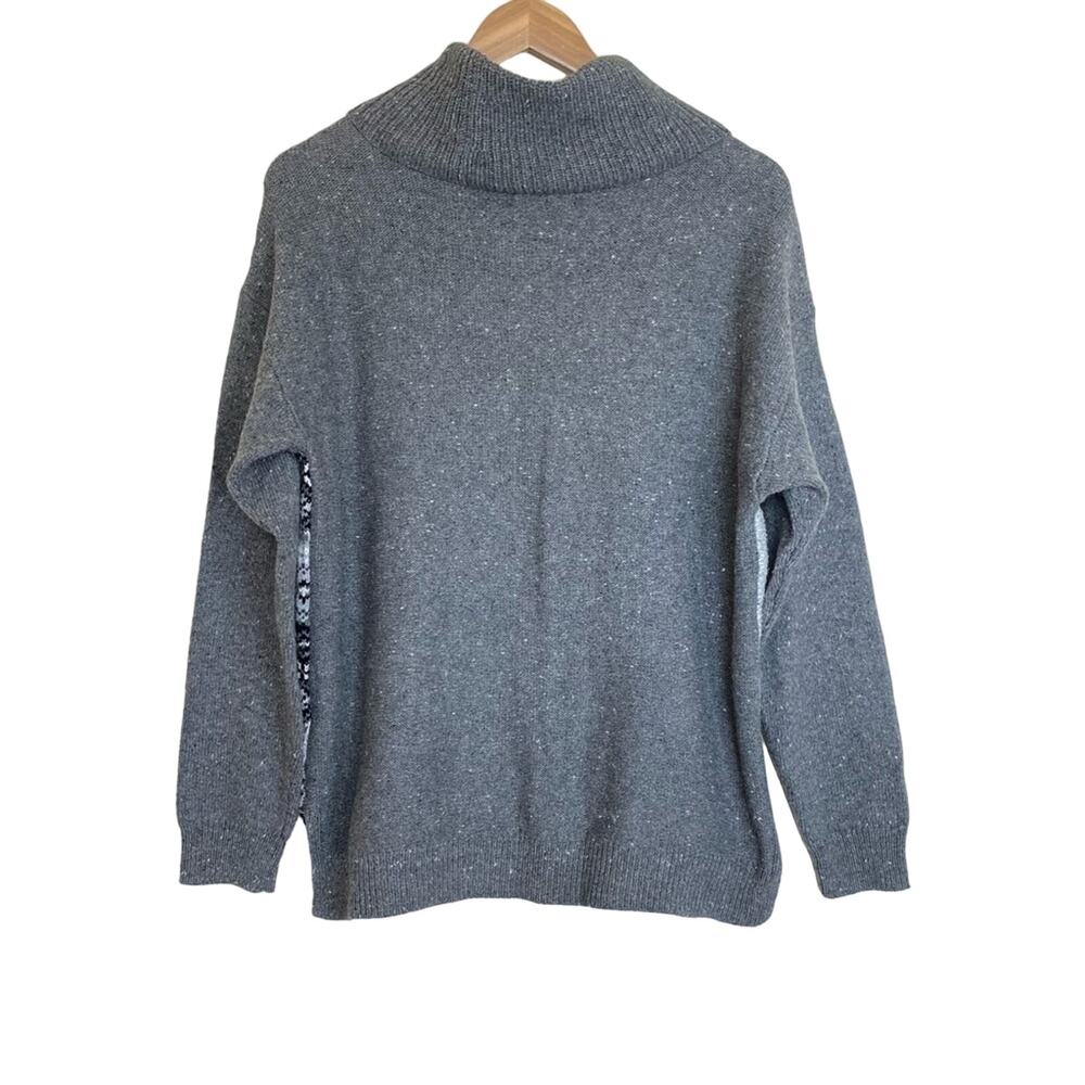 Chaps Gray Patchwork Fair Isle Cowl Neck Chunky K… - image 5